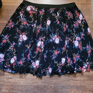 Torrid Black Floral Skirt Long A Line Size 4 4X Boho Bohemian Cottage Core
